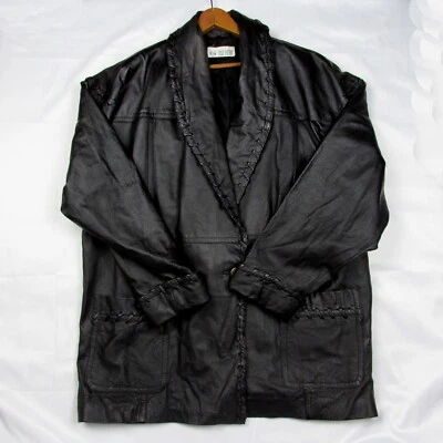 Together Women's Biker Leather Long Sleeve Snap Button Jacket Black Size XL - Image 1 of 4