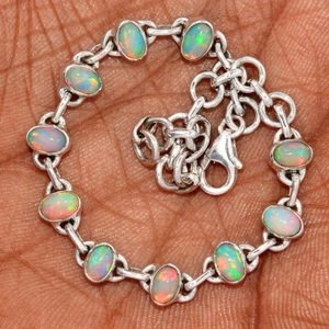 Bracciale in argento sterling 925 opale etiope naturale gioielli SB17405 - Foto 1 di 1