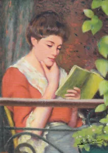 Postkarte: Zandomeneghi - Lesende auf dem Balkon - Picture 1 of 1