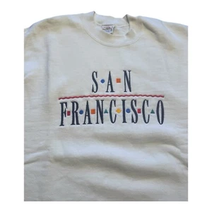 Sudadera Vintage Crazy Shirts Adulto Grande Blanca EE. UU. Crazy Sweats San Francisco - Imagen 1 de 10
