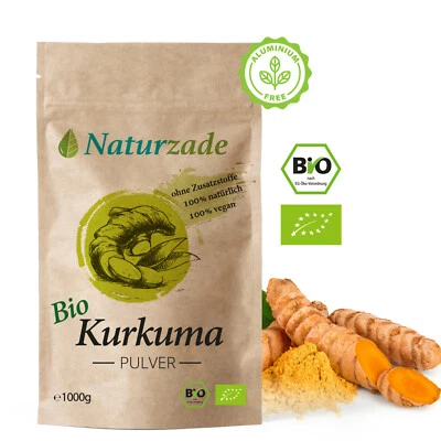 Kurkuma Pulver Bio 1kg Naturzade Hochwertiges Rohkostqualität 100% naturrein