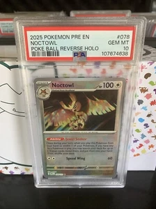 PSA 10 Noctowl (Poke Ball Pattern) 078/131 Prismatic Evolutions Holo - Picture 1 of 2