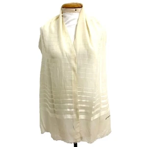 EMANUEL UNGARO STTIPES WHITE RECTANGLE silk scarf 70/14 in MADE IN ITALY #A66 - Picture 1 of 4