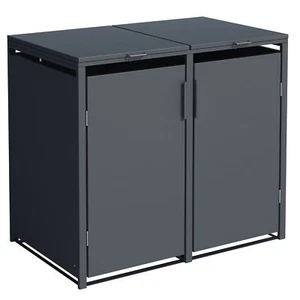 Mülltonnenbox 2-er Mülltonnenhaus MÜNCHEN 2x 120 Liter 115x62x102cm, Stahl grau - Bild 1 von 8