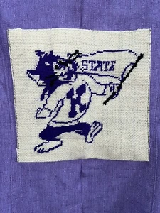 VTG PURPLE POLYESTER 2pc PANTS JACKET SUIT K-STATE TAPESTRY PATCH WILDCATS RETRO - Picture 1 of 15