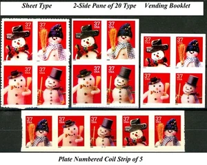 Snowmen Complete Set of 17 with PNC5 Scott's 3676 to 3691 In Scott # Order MNH - Picture 1 of 2