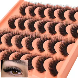Short Lashes Natural Look False Eyelashes Thick Fluffy Faux Mink Lashes Pack Wis - Picture 1 of 12