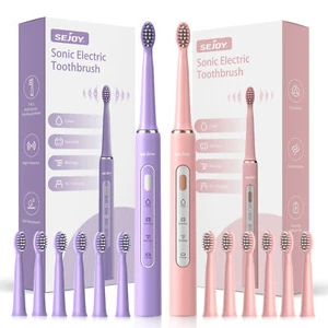 SEJOY Sonic Electric Toothbrush Rechargeable 3 Modes 7 Brush Heads Smart Timer - Picture 1 of 72