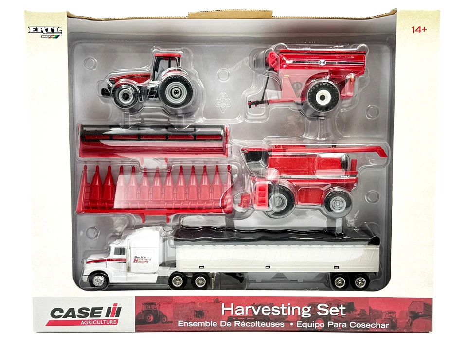 1/64 Case Ih Harvesting Set With 2188 Combine, Mx270 Tractor, Grain Cart, Semi - Image 1 of 1
