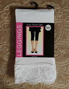 Lace Trim Capri Leggings WHITE New In Package - Picture 1 of 12