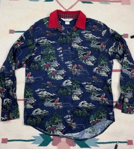 VTG 90s Sharon Young Dallas Rayon Button Up Shirt Sz 4 All Over Print Fishing - Picture 1 of 11