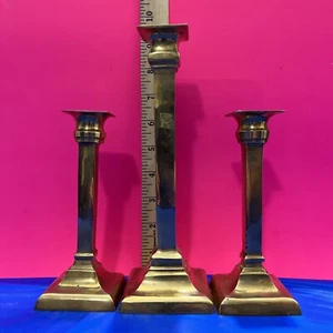Brass Candlestick Holders- set of 3- Nicely Polished - Picture 1 of 1