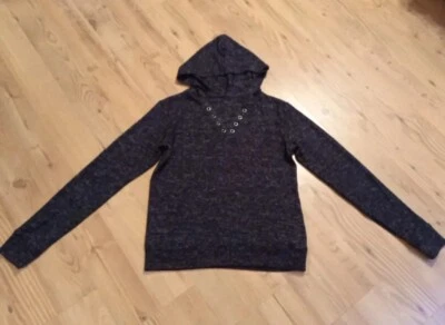 CLOCKHOUSE Kapuzen Pullover Hoodie weich Gr.XS schwarz meliert V-Ausschnitt Ösen - Bild 1 von 4