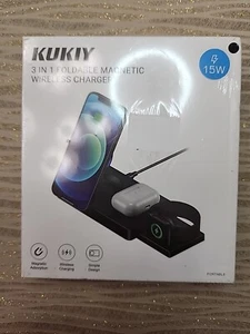 Estación de carga rápida inalámbrica magnética plegable Kukiy 3 en 1 15 W para Apple - Imagen 1 de 2