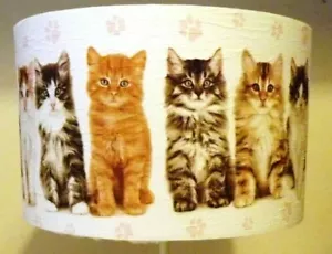 Kätzchen Lampenschirm, heller Schirm, schäbiger Chic, Katzen, braun weiß KOSTENLOSES GESCHENK - Bild 1 von 6