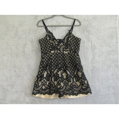 Черное кружевное оверлейное мини-платье размер L ремешки для спагетти с подкладкой Fairy Whimsigoth - Изображение 1 из 4