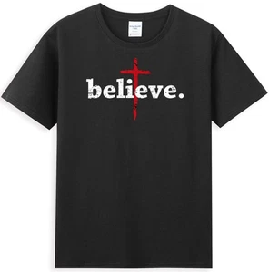 Believe In Cross Jesus Christ Christian Bible Faith God Men's T-Shirt - Picture 1 of 5