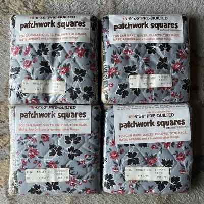 Pre-Quilted Fabric Patchwork Squares Vintage 1977 Quilt 4 Packs 6”x6” (72 total) - Image 1 of 4
