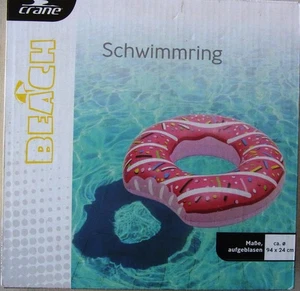 Schwimmring Donut Schwimmring aufblasbar pinker Donut Schwimmreifen Ø 94X24cm - Bild 1 von 1