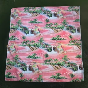 Tradewinds Tropicals Barkcloth Fabric 98x44” Pink Floral Palm Trees Hoffman - Picture 1 of 9