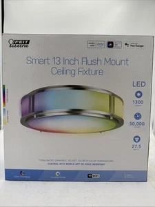 Feit Electric Smart Home 13" x 3" Nickel Ceiling Fixture - BRAND NEW - FREE SHIP - Picture 1 of 4