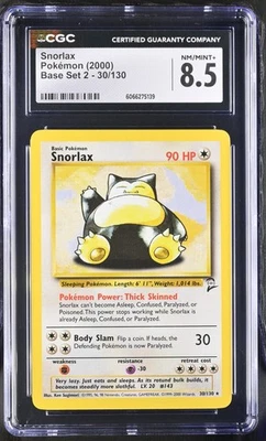 CGC 8.5 Snorlax 2000 Base Set 2 30/130 Pokemon Card - Image 1 of 2