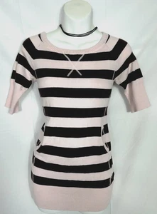 Vintage Y2K rosa braun Streifen Tasche Tunika Top adrette Indie Emo Mall Goth Größe L - Bild 1 von 11