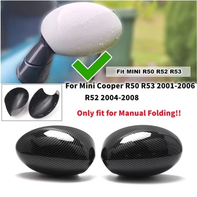  Tapas de cubierta de espejo retrovisor lateral de fibra de carbono para BMW Mini Cooper R50 R52 R53 2000-2008 Foto 1 de 4