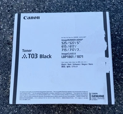 GENUINE CANON T03 BLACK Toner Cartridge IR ADV 525 615, 715 NEW SEALED FREE SHIP - Image 1 of 2
