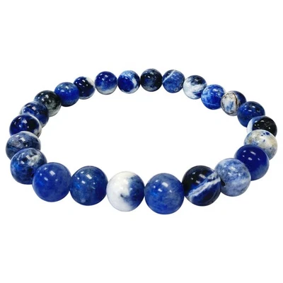 Sodalite Gemstone 8mm Round Bead Handmade Stretch Unisex Bracelet - Image 1 of 4
