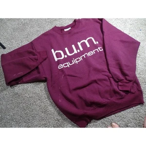 De colección años 90 B.U.M. Sudadera Equipment Hanes Talla Med Envejecida Granate Cuello Redondo - Imagen 1 de 11