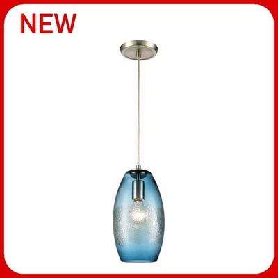 Mini colgante Ebbtide de 6" de ancho con pantalla de vidrio azul transparente r14 Foto 1 de 2