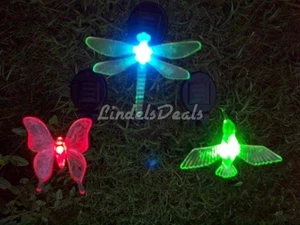 Solar Powered Stake Light Hummingbird,Dragonfly or Butterfly Color Changing LED - Picture 1 of 9