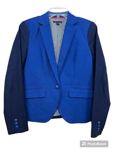 Tommy Hilfiger Mujer Blazer Chaqueta Talla 4 Colorblock Azul Academia Preppy Clásico - Imagen 1 de 8