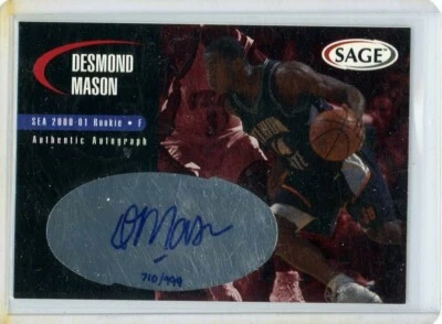 Desmond Mason 2000 Sage auténtico automático novato A33 710/999 Foto 1 de 2