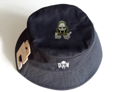 Black Bucket Hat printed logos DOOM With 10 MF DOOM Stickers hip hop rap - Image 1 of 4