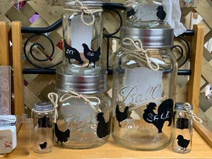 Rooster Chalkboard Ball Kitchen Canister Set Storage - New - Picture 1 of 7