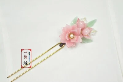 Rosa Pasión Cristal Flor Dorado Palo de Pelo/Alfiler de Pelo/Accesorios para el Cabello Hechos a Mano Foto 1 de 4