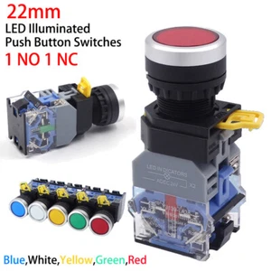LA38-11 22mm Illuminated Push Button Switches Momentary Latching 10A 440V ON/OFF - Picture 1 of 12