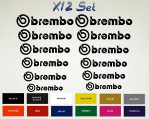 12 Brembo Decal Sticker Vinyl Caliper Brake White Heat Resistant 6 Sizes Pairs - Picture 1 of 19