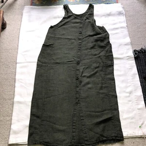 VINTAGE WOMENS FLAX BY JEANNE ENGELHART LG GEEEN FULL LENGTH SLEEVELESS JUMPER - Picture 1 of 8