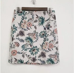 LOFT Ann Taylor Women's Grey, Pink, Green Floral Cotton Pencil Skirt Size 6 - Picture 1 of 7