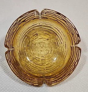 Anchor Hocking Soreno Ashtray Medium Round 6.5” Vintage Amber Rippled Glass - Picture 1 of 8