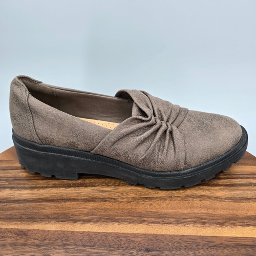 Scarpe Clarks donna 10 M mocassini bassi marroni ruche calla comodi slip on