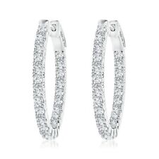 18k White Gold Plated Inside Out CZ Crystal Hoop Earrings Jewelry Gift For Women