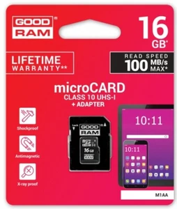 Karta microSD Goodram 16GB Class 10 + adapter do smartfonów - Zdjęcie 1 z 1