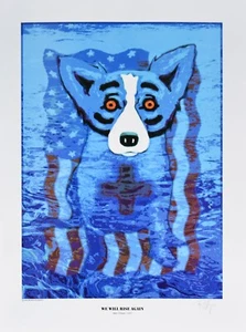 George Rodrigue Blue Dog We Will Rise Again Signed Numbered Print - Picture 1 of 7