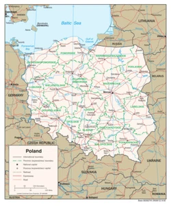 Poland Road Highway Transportation Transport Map Country Nation Print - Picture 1 of 1