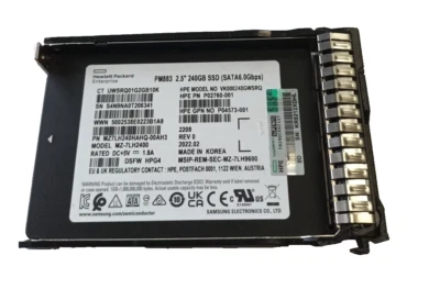 HP PM883 240GB 6Gb/s 2.5” SATA Read Intensive SSD HPE PO4573-001 P02760-001 - Image 1 of 4