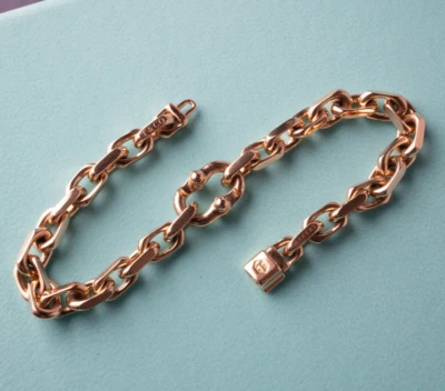 蒂芙尼 18K 玫瑰金 1837 年制造商窄链手链正品 — 第 1/4 张图片